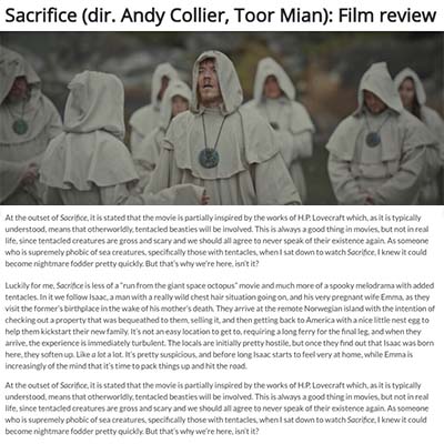 Sacrifice (dir. Andy Collier, Toor Mian): Film review